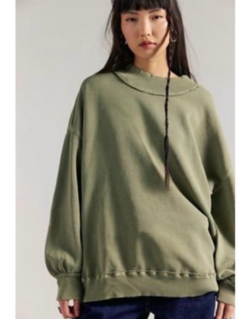 We The Free Palm Spring Olive Green Oversized Sweatshirt